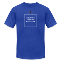 "White Box With Logo" - Endurance Through Adversity, Unisex Jersey T-Shirt - royal blue