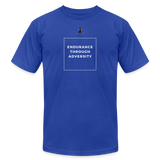 "White Box With Logo" - Endurance Through Adversity, Unisex Jersey T-Shirt - royal blue