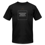 "White Box With Logo" - Endurance Through Adversity, Unisex Jersey T-Shirt - black