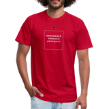 "White Box With Logo" - Endurance Through Adversity, Unisex Jersey T-Shirt - red