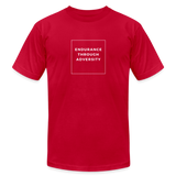 "White Box" - Endurance Through Adversity" - Unisex Jersey T-Shirt - red