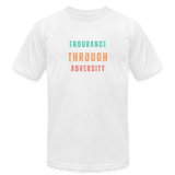 "Green/Orange/Red" - Endurance Through Adversity, Unisex Jersey T-Shirt - white