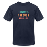 "Green/Orange/Red" - Endurance Through Adversity, Unisex Jersey T-Shirt - navy