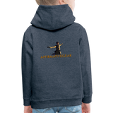 "Affirmative Gear" - Dual Sided Logo, KID'S Unisex Premium Hoodie - heather denim