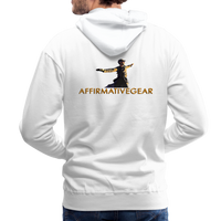 "Affirmative Gear" - Dual Sided Logo, MENS Premium Hoodie - white