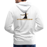 "Affirmative Gear" - Dual Sided Logo, MENS Premium Hoodie - white