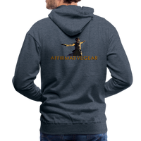 "Affirmative Gear" - Dual Sided Logo, MENS Premium Hoodie - heather denim