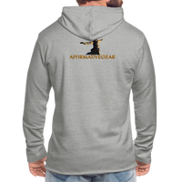 Unisex "Affirmative Gear" Lightweight Terry Hoodie - FRONT & BACK LOGO - heather gray