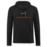 Unisex "Affirmative Gear" Lightweight Terry Hoodie - FRONT & BACK LOGO - charcoal grey