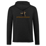 Unisex "Affirmative Gear" Lightweight Terry Hoodie - FRONT & BACK LOGO - charcoal grey