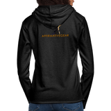 Unisex "Affirmative Gear" Lightweight Terry Hoodie - FRONT & BACK LOGO - charcoal grey