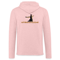 Unisex "Affirmative Gear" Lightweight Terry Hoodie - FRONT & BACK LOGO - cream heather pink