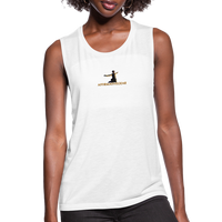 "Affirmative Gear" - Small Brand Logo, Women's Flowy Muscle Tank - white