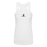 "Affirmative Gear" - Small Brand Logo, WOMEN'S Performance Racerback Tank Top - white