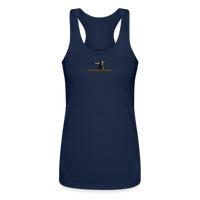 "Affirmative Gear" - Small Brand Logo, WOMEN'S Performance Racerback Tank Top - navy