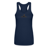 "Affirmative Gear" - Small Brand Logo, WOMEN'S Performance Racerback Tank Top - navy