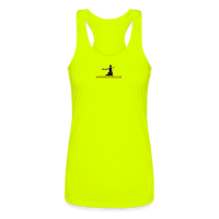 "Affirmative Gear" - Small Brand Logo, WOMEN'S Performance Racerback Tank Top - neon yellow