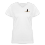 "Affirmative Gear" - Small Brand Logo, WOMEN'S V-Neck T-Shirt - white