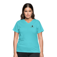 "Affirmative Gear" - Small Brand Logo, WOMEN'S V-Neck T-Shirt - aqua