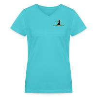 "Affirmative Gear" - Small Brand Logo, WOMEN'S V-Neck T-Shirt - aqua