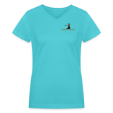 "Affirmative Gear" - Small Brand Logo, WOMEN'S V-Neck T-Shirt - aqua