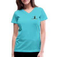 "Affirmative Gear" - Small Brand Logo, WOMEN'S V-Neck T-Shirt - aqua