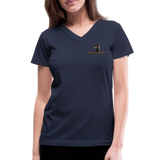 "Affirmative Gear" - Small Brand Logo, WOMEN'S V-Neck T-Shirt - navy