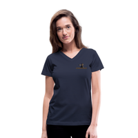 "Affirmative Gear" - Small Brand Logo, WOMEN'S V-Neck T-Shirt - navy