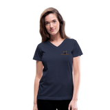 "Affirmative Gear" - Small Brand Logo, WOMEN'S V-Neck T-Shirt - navy