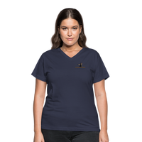 "Affirmative Gear" - Small Brand Logo, WOMEN'S V-Neck T-Shirt - navy