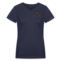 "Affirmative Gear" - Small Brand Logo, WOMEN'S V-Neck T-Shirt - navy