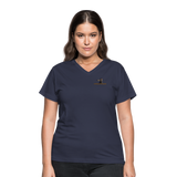 "Affirmative Gear" - Small Brand Logo, WOMEN'S V-Neck T-Shirt - navy