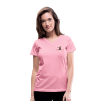 "Affirmative Gear" - Small Brand Logo, WOMEN'S V-Neck T-Shirt - pink