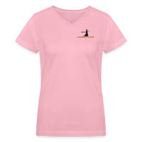 "Affirmative Gear" - Small Brand Logo, WOMEN'S V-Neck T-Shirt - pink