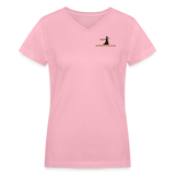 "Affirmative Gear" - Small Brand Logo, WOMEN'S V-Neck T-Shirt - pink