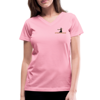 "Affirmative Gear" - Small Brand Logo, WOMEN'S V-Neck T-Shirt - pink