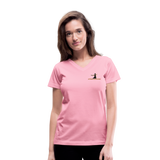 "Affirmative Gear" - Small Brand Logo, WOMEN'S V-Neck T-Shirt - pink