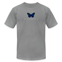 "Blue Morpho" - Endurance Through Adversity, Unisex Jersey T-Shirt - slate