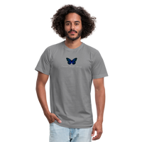 "Blue Morpho" - Endurance Through Adversity, Unisex Jersey T-Shirt - slate