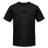 "Blue Morpho" - Endurance Through Adversity, Unisex Jersey T-Shirt - black