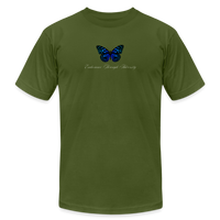 "Blue Morpho" - Endurance Through Adversity, Unisex Jersey T-Shirt - olive