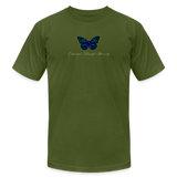 "Blue Morpho" - Endurance Through Adversity, Unisex Jersey T-Shirt - olive