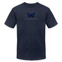 "Blue Morpho" - Endurance Through Adversity, Unisex Jersey T-Shirt - navy