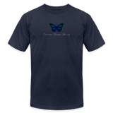 "Blue Morpho" - Endurance Through Adversity, Unisex Jersey T-Shirt - navy