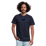 "Blue Morpho" - Endurance Through Adversity, Unisex Jersey T-Shirt - navy