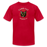 "Camo Cat Olive" - FAR OUT Unisex Jersey T-Shirt - red
