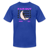 "Crescent Moon Kitty" - FAR OUT Unisex Jersey T-Shirt - royal blue