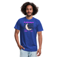 "Crescent Moon Kitty" - FAR OUT Unisex Jersey T-Shirt - royal blue