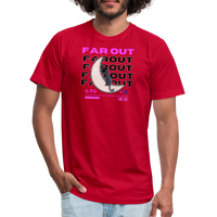 "Crescent Moon Kitty" - FAR OUT Unisex Jersey T-Shirt - red