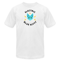 "Electric Blue Kitty" - FAR OUT Unisex Jersey T-Shirt - white